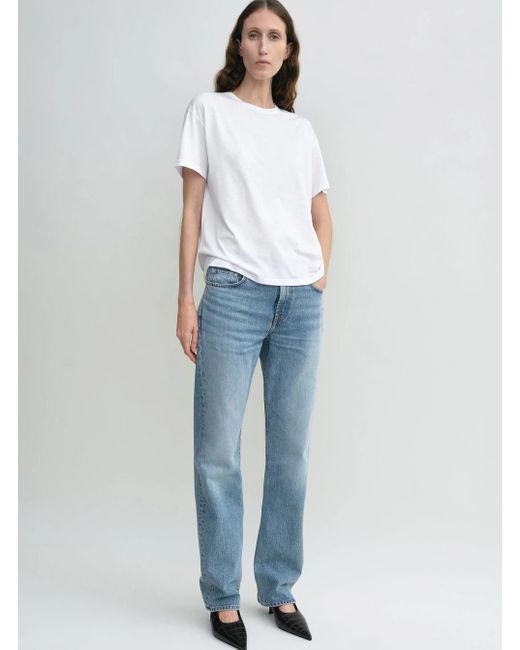 Totême  Blue Jeans With Belt Loops And Logo Patch On The Rear In