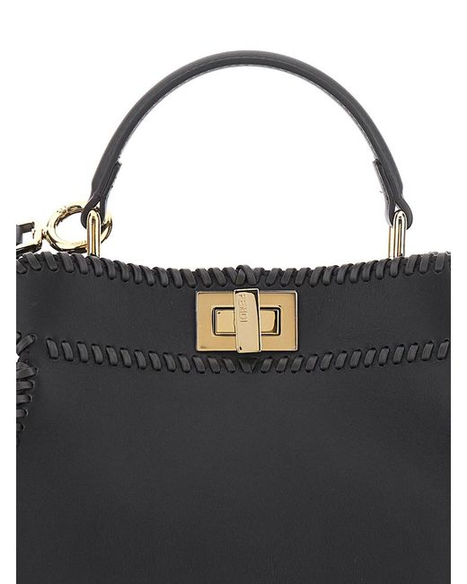 Fendi Black 'Mini Peekaboo' Handbag With Twist Lock