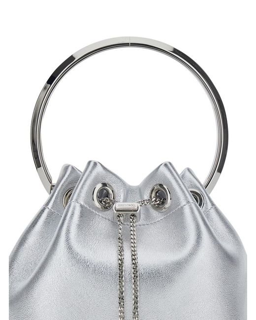 Jimmy Choo Gray 'Bon Bon' Colored Mini Bag With Drawstring Closure I