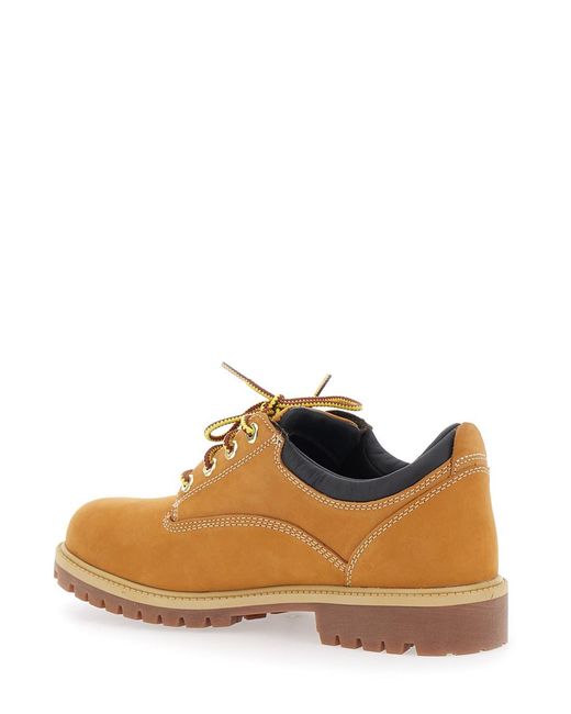 Timberland Brown Lace-Up Ankle Boots With Two-Tone Laces And Logo Embossed On The Side for men
