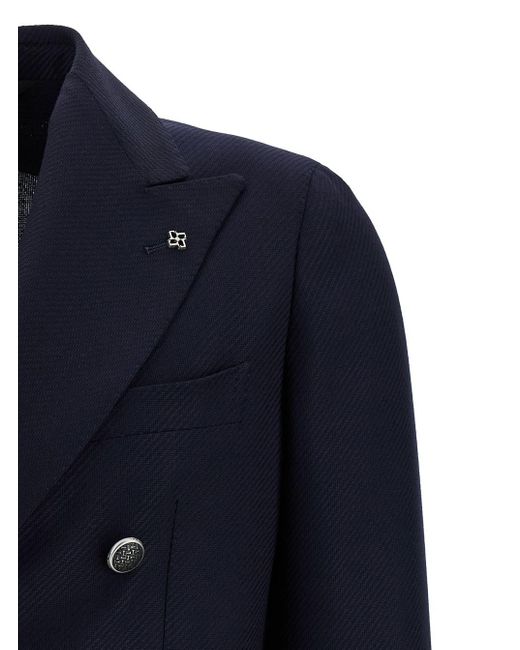 Tagliatore Blue 'Montecarlo' Double-Breasted Jacket With-Colore for men