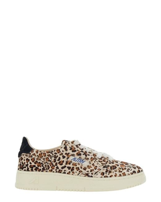 Autry White 'Medalist' Sneakers With Leopard Motif And Logo Lettering