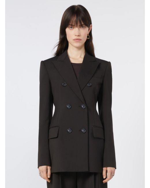 Sportmax Black 'Adamo' Bouble-Breasted Jacket With Peak Revers