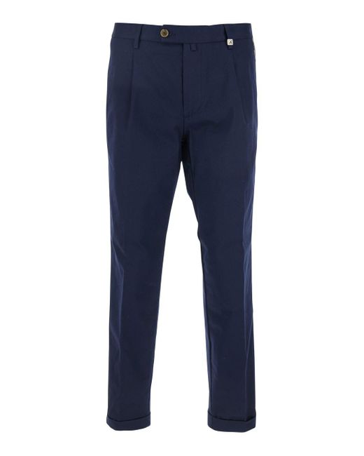 Myths Blue Pants With Pences And Turn-Up Hem for men