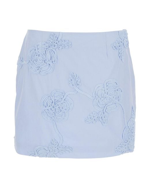 ROTATE BIRGER CHRISTENSEN Blue Cotton Mini Skirt