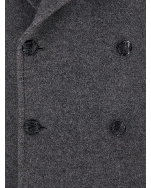Tagliatore Gray 'Arden' Double-Breasted Coat With Notched Revers for men