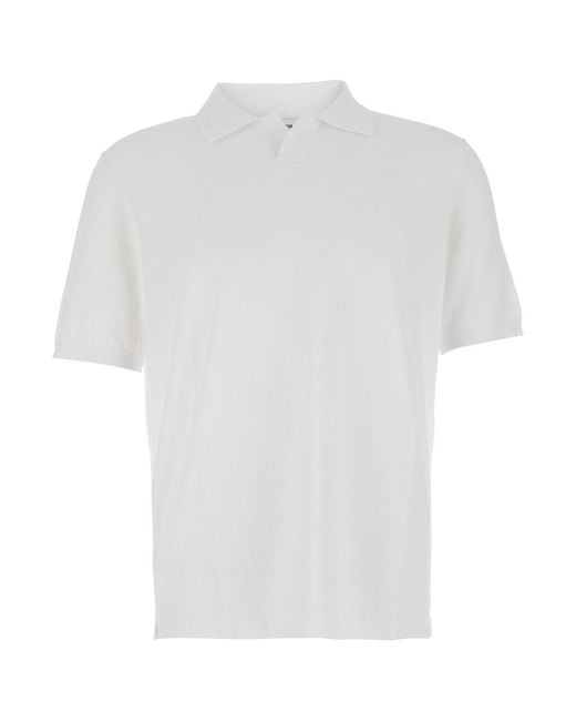 Kangra White Cotton Polo Shirt With Collar And Short Sleeves for men