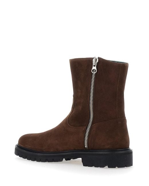 VINNY'S Brown Moto Boot Suede Ankle Boots With Rubber Sole For for men