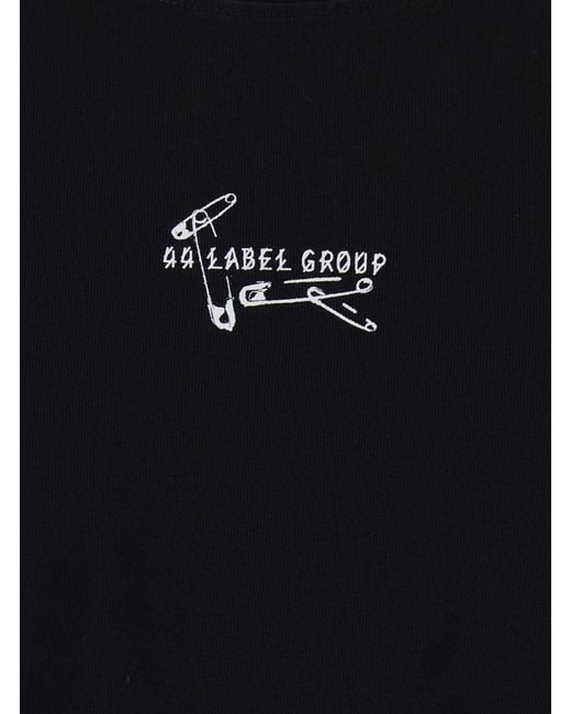44 Label Group Black Crew Neck T-Shirt With Logo On The Front And Maxi for men