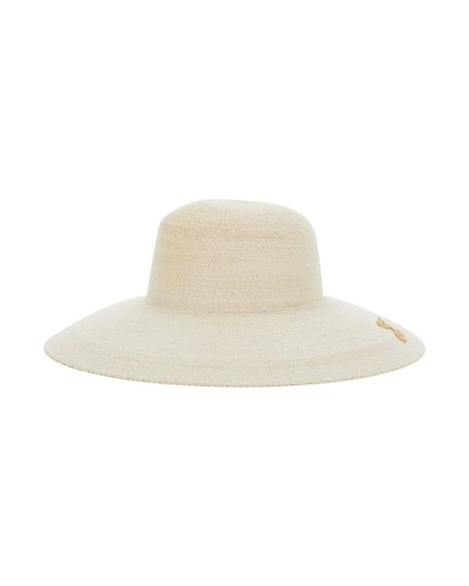 Jacquemus White 'Le Chapeau Sole' Bucket Hat With Logo Embroidery On The Front
