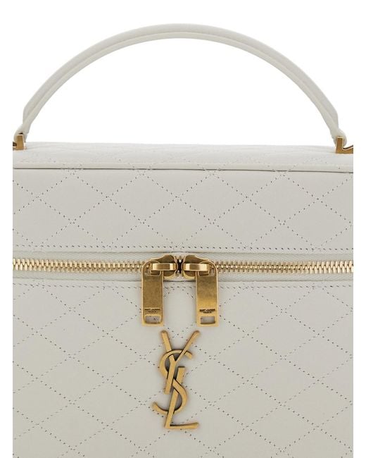 Saint Laurent White 'Gaby' Crossbody Bag With Cassandre Plaque On The