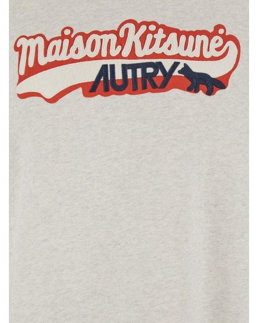 Autry White Crewneck Sweatshirt With Print On The Front And Ribbed Trim for men