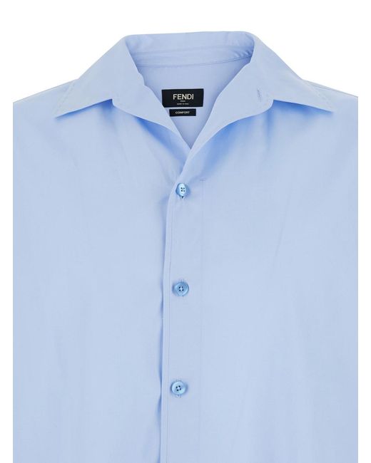 Fendi Blue Light Long-Sleeved Shirt for men