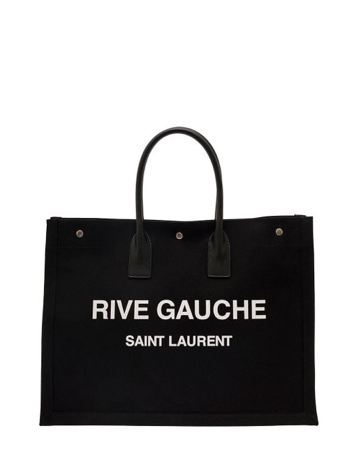 Borsa Shopper 'Rive Gauche Grande' Con Stampa Logo A Con di Saint Laurent in Black da Uomo