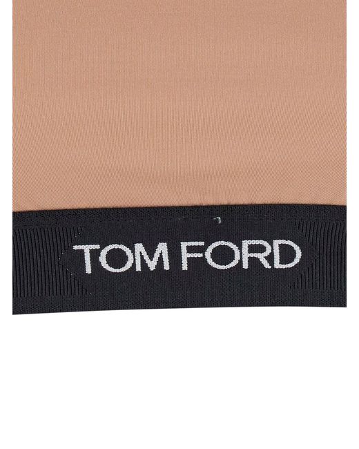 Tom Ford White Top With Square Neckline And Logo Lettering On The Fron