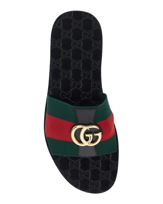 Gucci Multicolor 'Riviera' Sandals With Web Stripe And Metallic Gg Logo for men