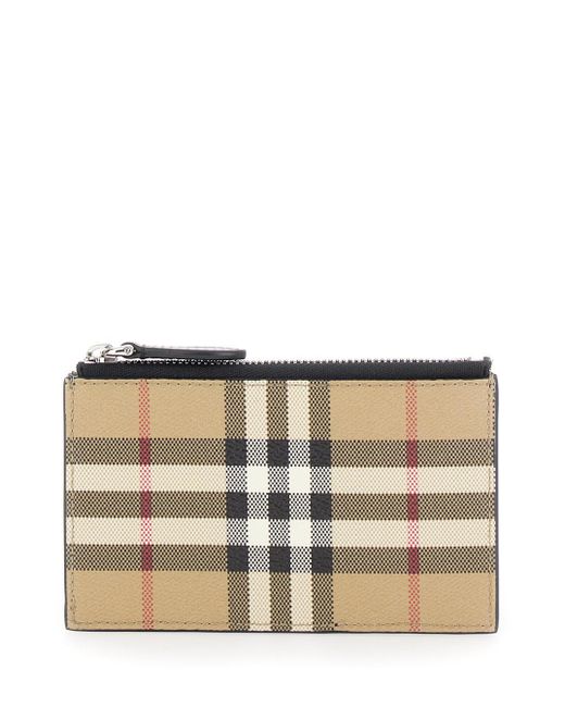 Burberry Natural And Card-Holder With Vintage Check Print for men