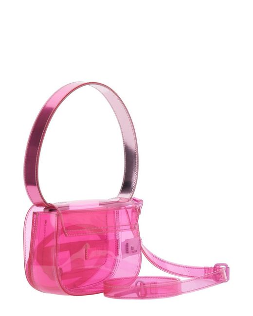 DIESEL Pink '1Dr' Shoulder Bag With Oval D Patch And Semi-Transparent