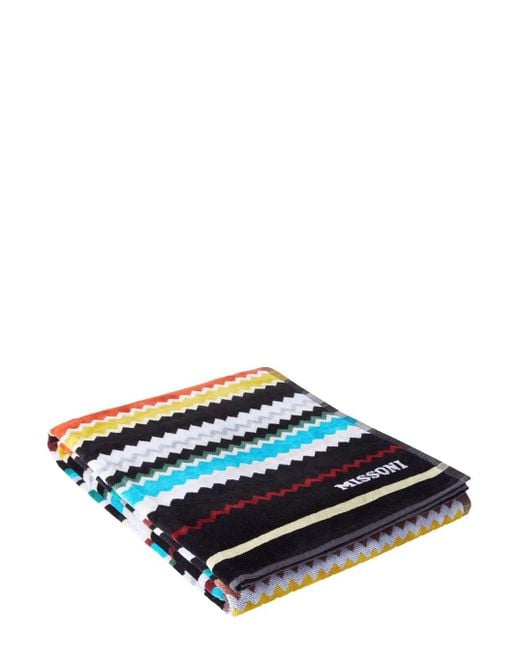 Missoni Blue 'Curt' Beach Towel With All-Over Zigzag Motif