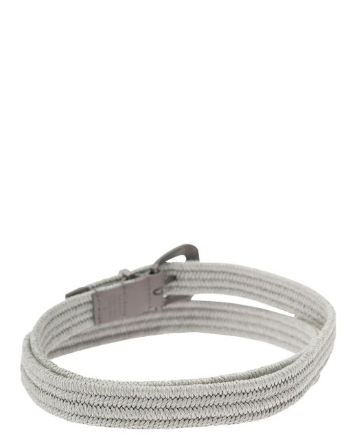 Brunello Cucinelli Gray Buckle-Fastening Woven Belt