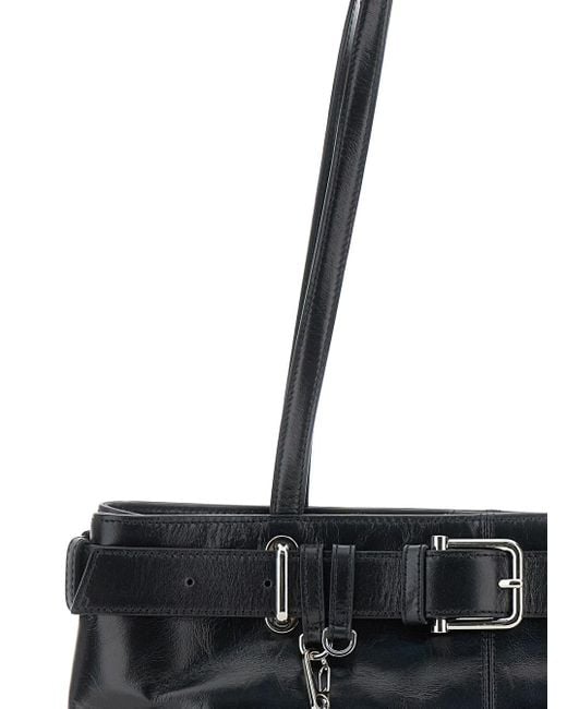 OSOI Black Shoulder Bag With Belt Detail And Pendant Keys