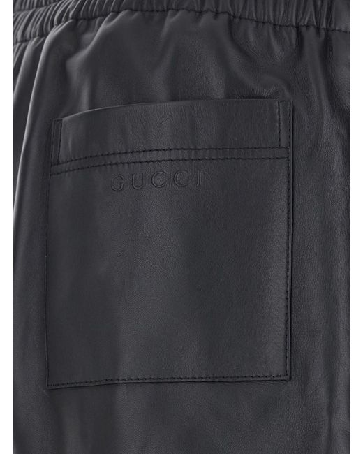 Bermuda Con Vita Elasticizzata E Logo Lettering di Gucci in Gray da Uomo