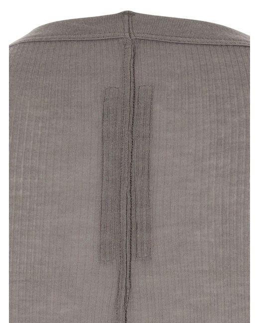 Rick Owens Gray T-Shirt With Ribbed Design And Round Neck