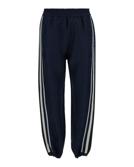 Moncler Blue Joggers Pants With Embroidery