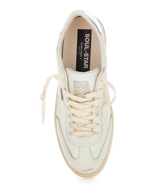 Golden Goose Deluxe Brand White 'Soul-Star' Low Top Sneakers With Metallic Heel Tab for men