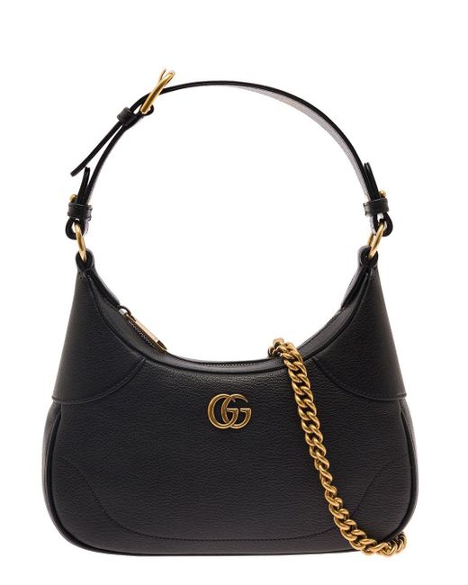 Gucci Black Small Aphrodite Shoulder Bag In Leather Woman