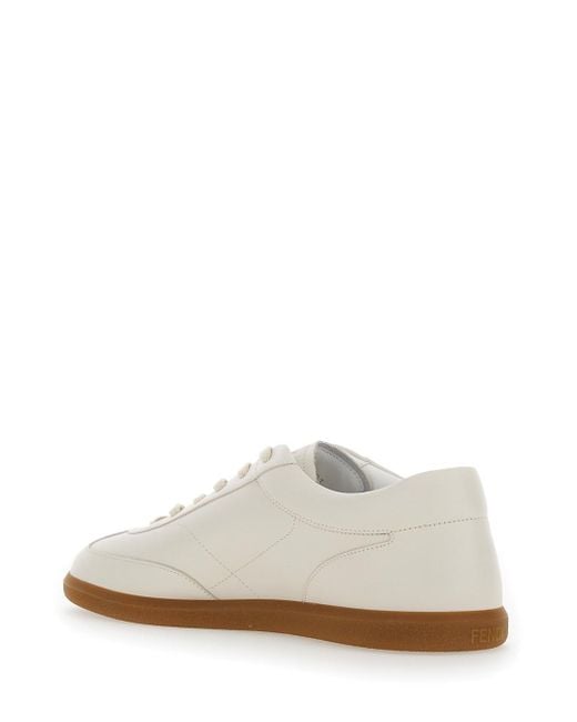 Fendi White Low Top Sneakers With Lettering for men