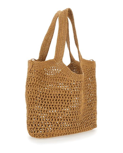 Tod's Brown Raffia Shopper Viscose Bag For