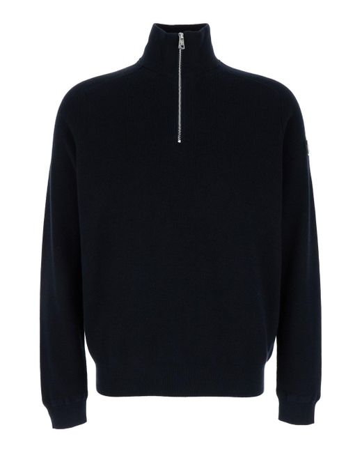 Moncler Blue Dark High Neck Sweater for men