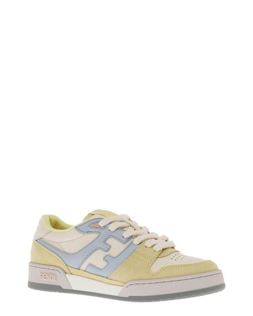 Fendi Woman's "partita" Suede Leather Yellow Sneakers | Lyst