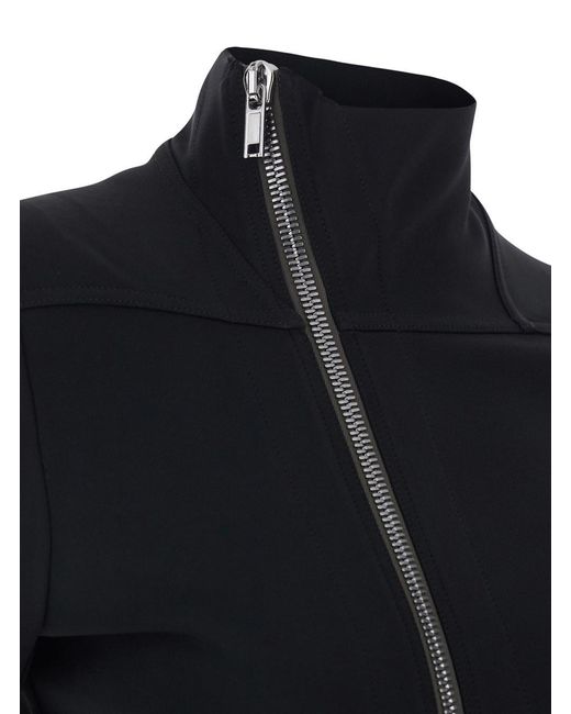 Rick Owens Blue 'Gary' Jacket With High Neck And Asymmetric Zip Closure