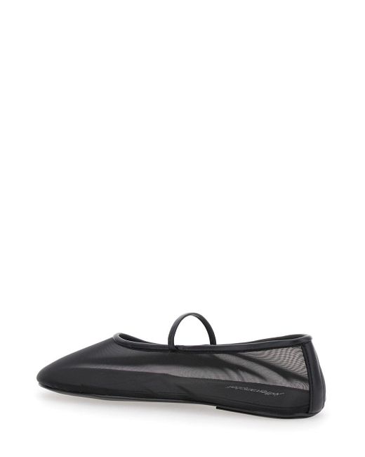 Jeffrey Campbell White 'Swan-Lake' Ballet Shoes With Strap And Semi Sheer Design