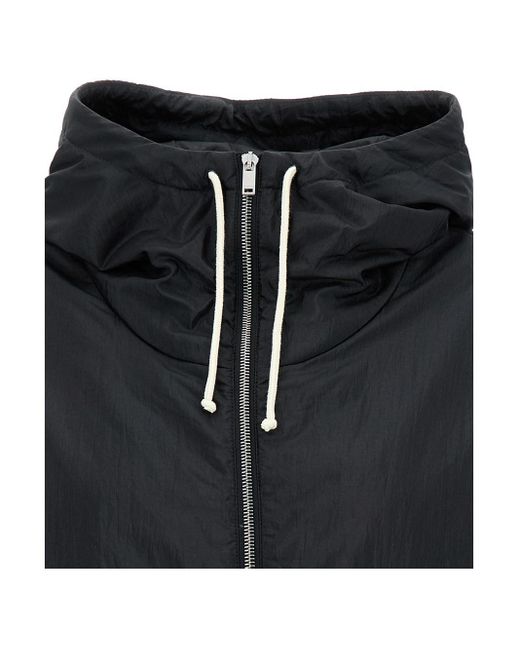 Jil Sander Black Crop Padded Jacket With Drawstring