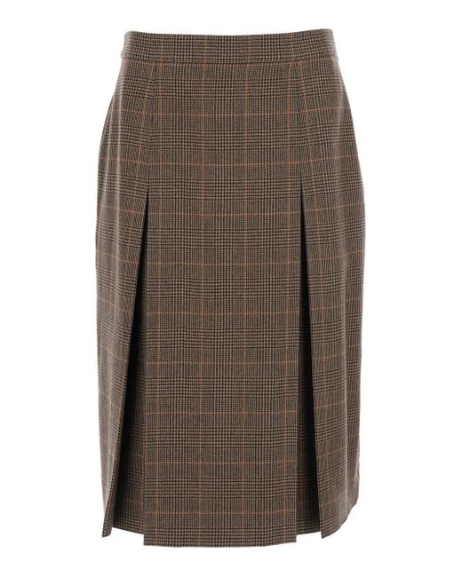 Gonna Midi Con Chiusura Con Zip Nascosta Sul Lato E Moiv di Saint Laurent in Brown