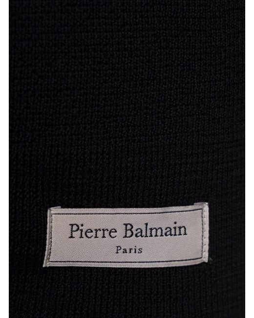 Balmain Black Pb Wool Turtleneck Sweater for men