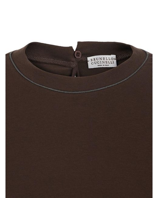 Brunello Cucinelli Brown Crew Neck T-Shirt
