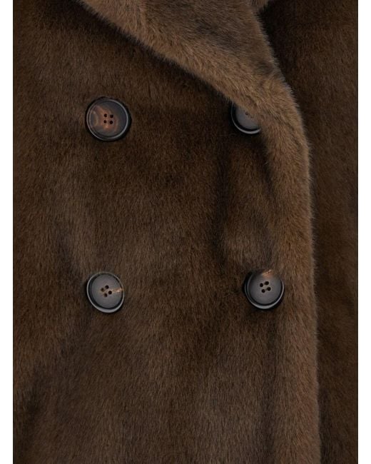 Max Mara Brown 'Laura' Double-Breasted Jacket With Wide Notched Reve