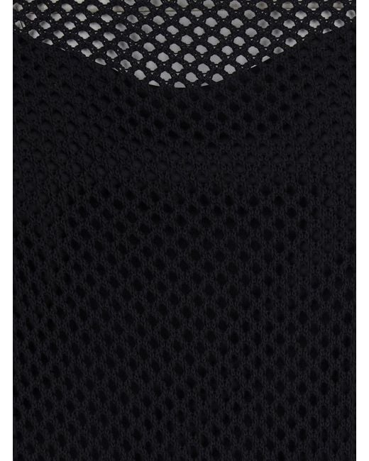 Jucca Black Long Dress With Long Sleeves And Perforated Details