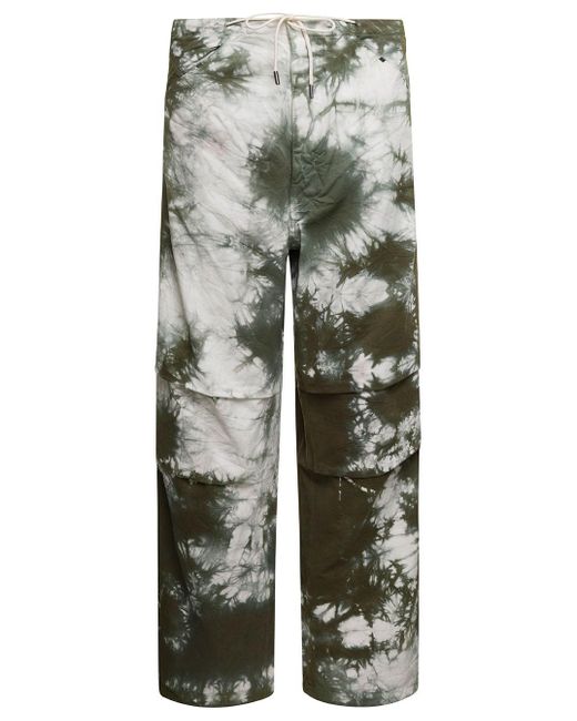 DARKPARK Gray 'daisy' Military Green Tie-dye Cargo Pants In Cotton