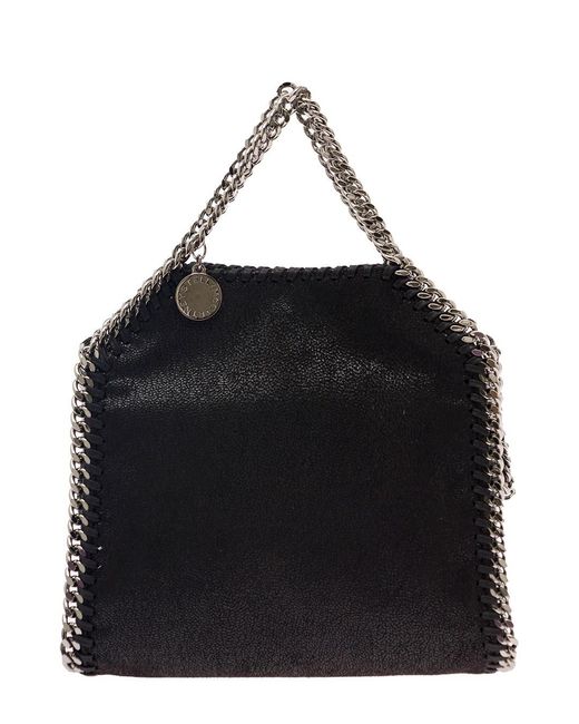 Stella McCartney Black '3Chain' Mini Tote Bag With Logo Engraved On Charm
