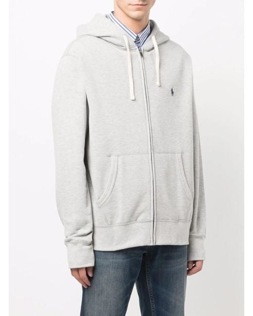 Felpa Con Cappuccio Con Coulisse E Ricamo Cavallino di Polo Ralph Lauren in Gray da Uomo