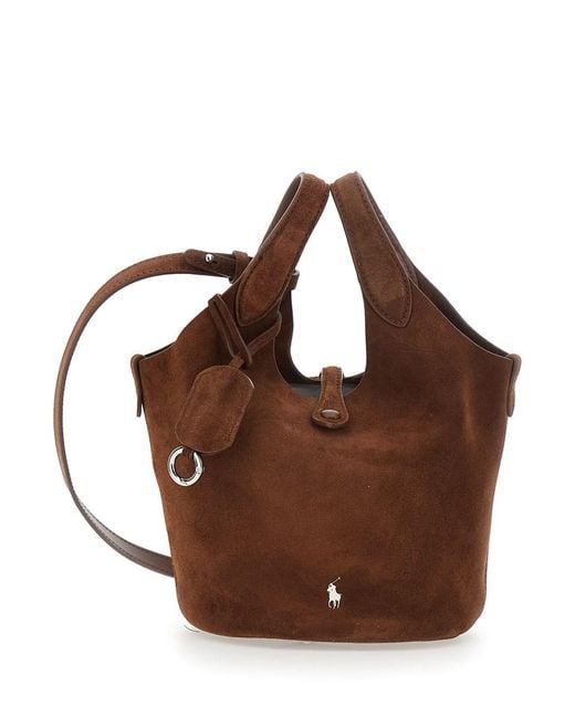 Polo Ralph Lauren Brown 'Polo Play' Handbag With Pony On The Front And