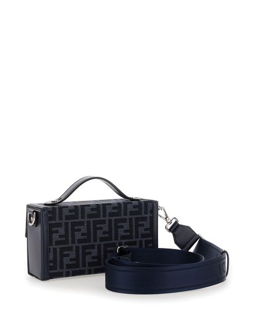 Fendi Blue 'Baguette Soft Trunk' Crossbody Bag for men