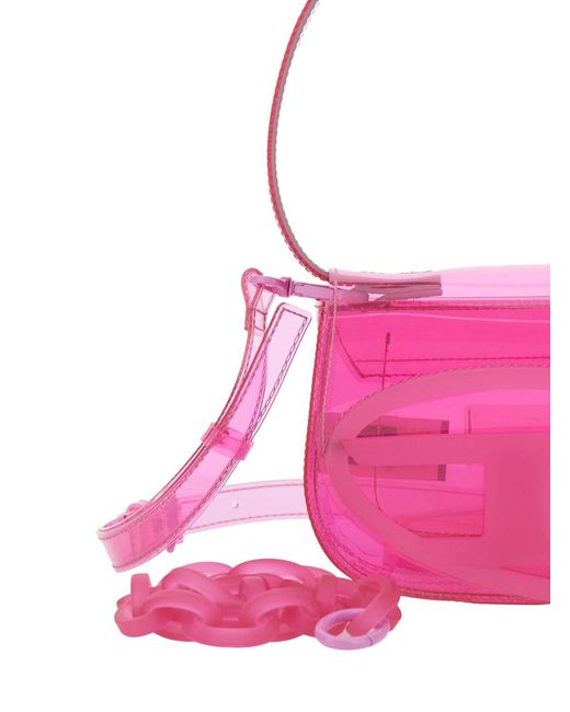 DIESEL Pink '1Dr' Shoulder Bag With Oval D Patch And Semi-Transparent