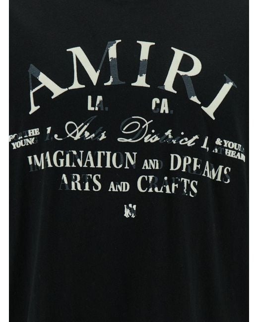 Amiri Black T-shirt With Distressed Arts District Print In Cotton Man for men