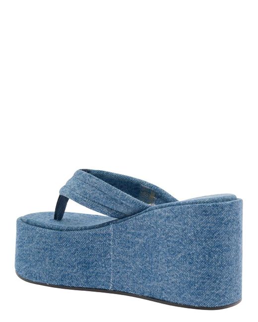 Coperni Blue Light Sandals With Wedge And Logo Patch